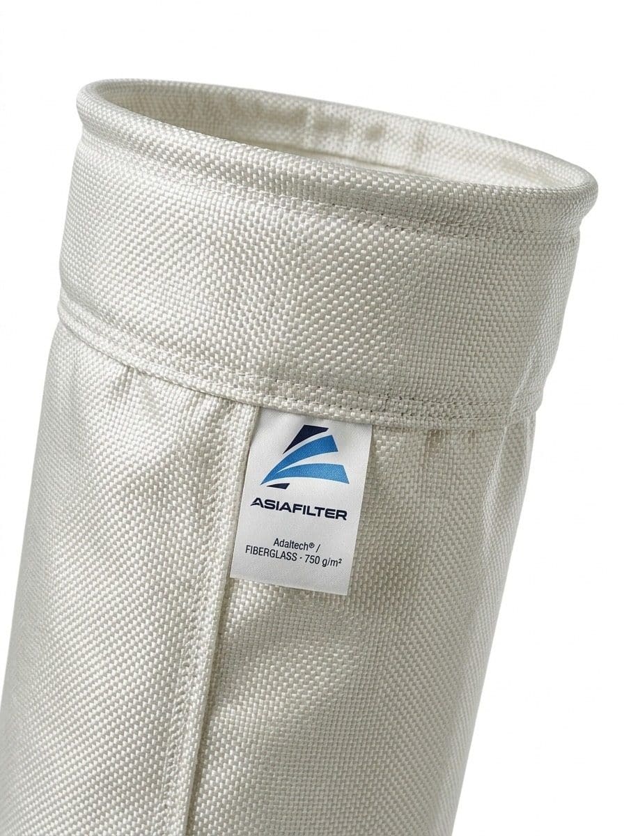 Cuff and tag of a fiberglass filter bag